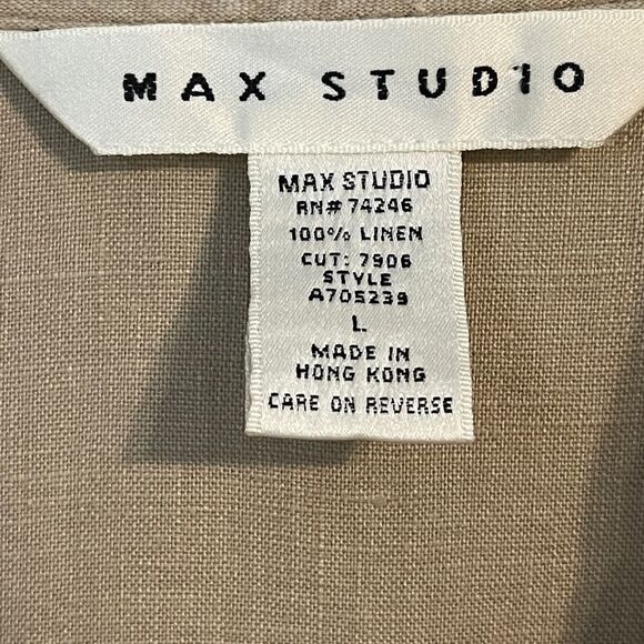 Max Studio 100% Linen Button Down Top Size L - Picture 3 of 3